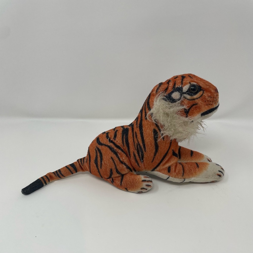 Vintage Tiger Plush Stuffed Animal 11" Realistic Foam Head Striped Soft Toy